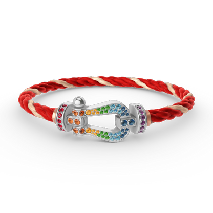[ELAN LUXE]FORC LARGE HORSESHOE  COLORED DIAMOND BRACELET SILVER