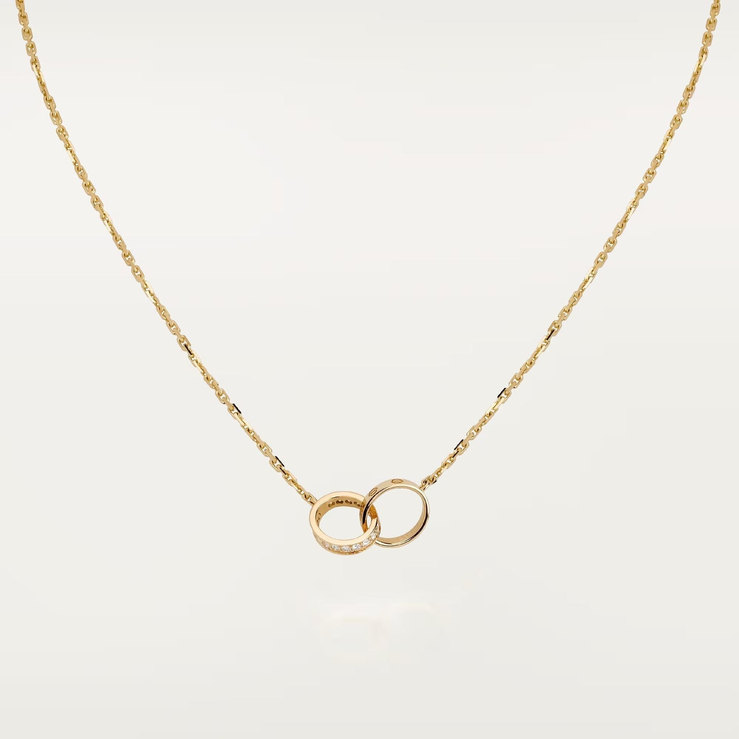 [ELAN LUXE]LOVE DOUBLE RING HALF DIAMOND NECKLACE