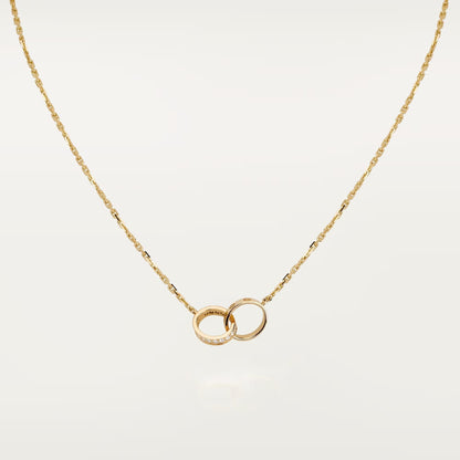 [ELAN LUXE]LOVE DOUBLE RING HALF DIAMOND NECKLACE