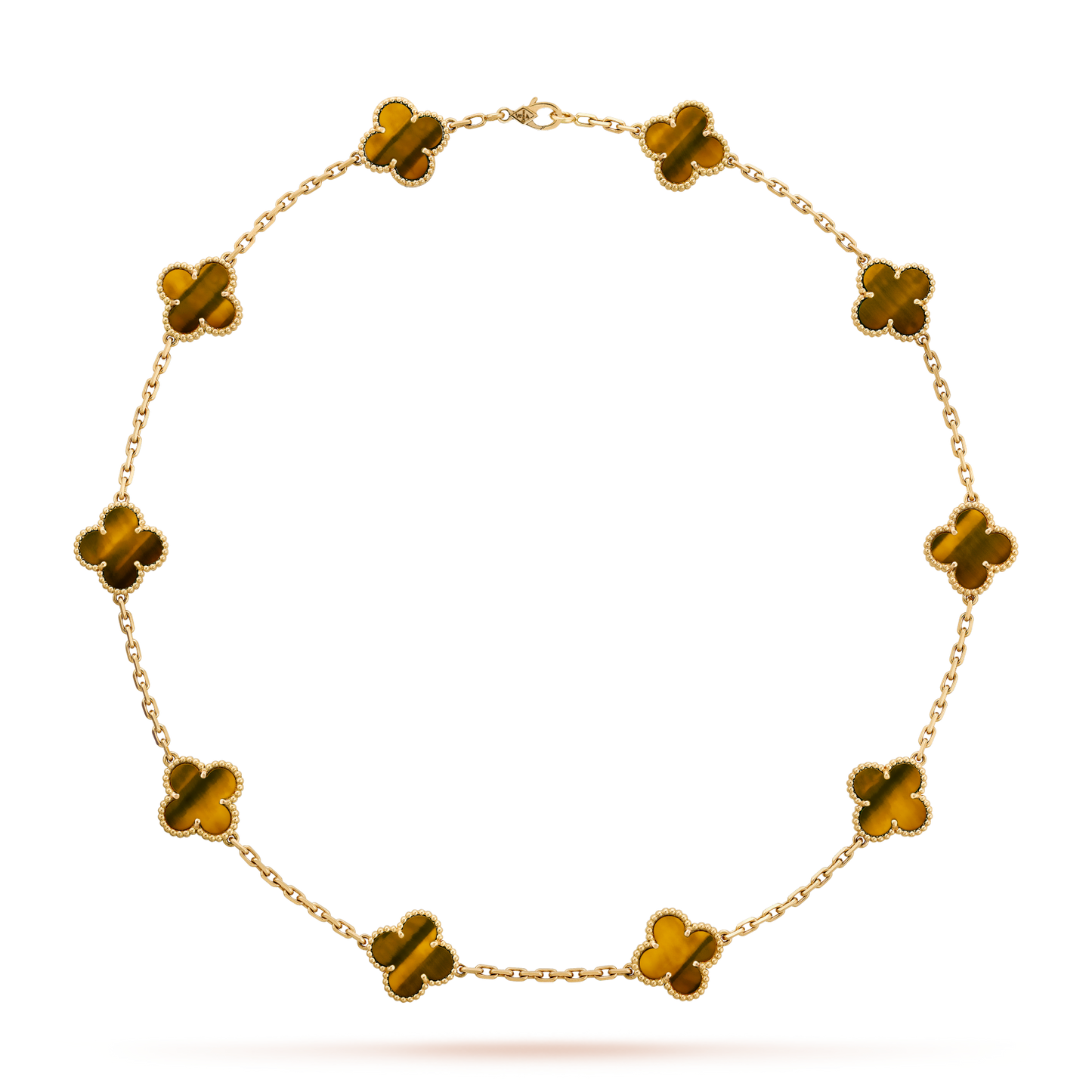 [ELAN LUXE]CLOVER 10 MOTIFS TIGER EYE NECKLACE