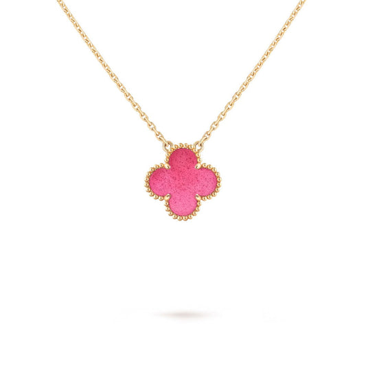 [ELAN LUXE] NEW CLOVER 15MM PINK ENAMEL NECKLACE