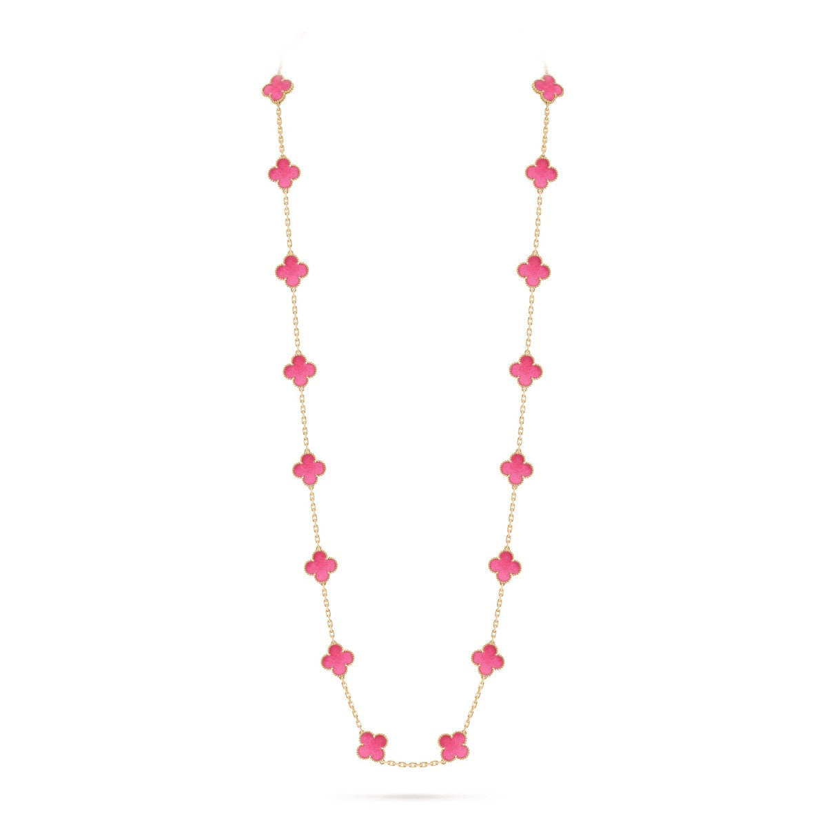 [ELAN LUXE] NEW CLOVER 20 MOTIFS PINK ENAMEL NECKLACE