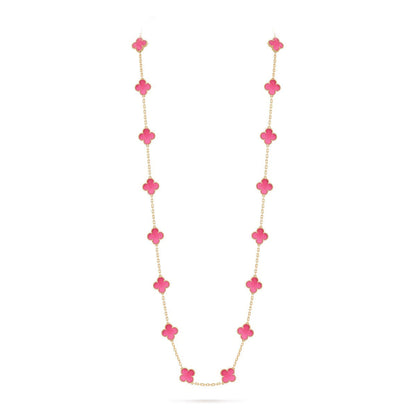 [ELAN LUXE] NEW CLOVER 20 MOTIFS PINK ENAMEL NECKLACE