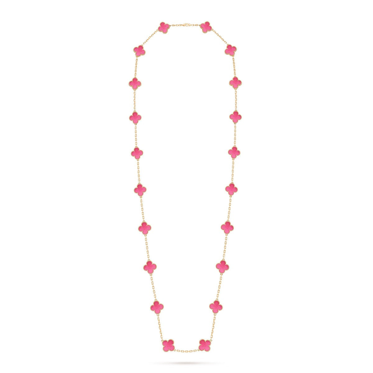 [ELAN LUXE] NEW CLOVER 20 MOTIFS PINK ENAMEL NECKLACE