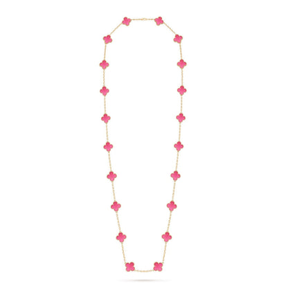 [ELAN LUXE] NEW CLOVER 20 MOTIFS PINK ENAMEL NECKLACE