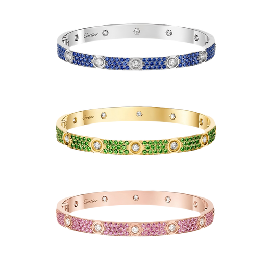 [ELAN LUXE]2026 PAVE GEMSTONE LOVE BRACELET 6.1MM 10 DIAMONDS