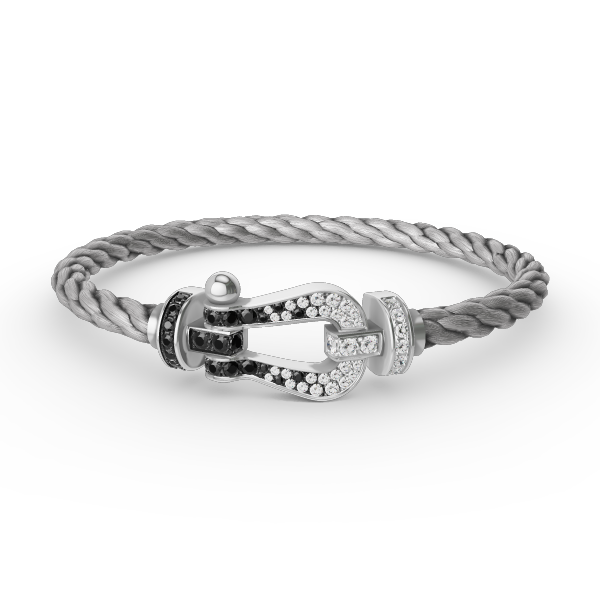 [ELAN LUXE]FORCE LARGE HORSESHOE BLACK WHITE DIAMOND BRACELET SILVER