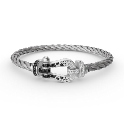 [ELAN LUXE]FORCE LARGE HORSESHOE BLACK WHITE DIAMOND BRACELET SILVER