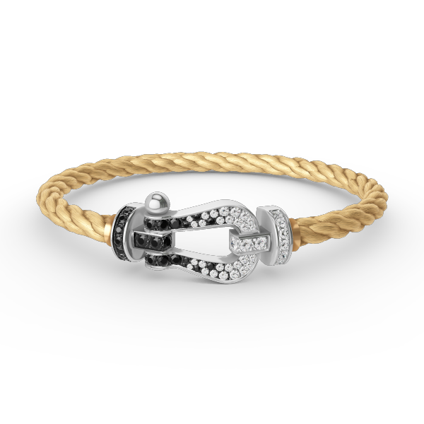 [ELAN LUXE]FORCE LARGE HORSESHOE BLACK WHITE DIAMOND BRACELET SILVER