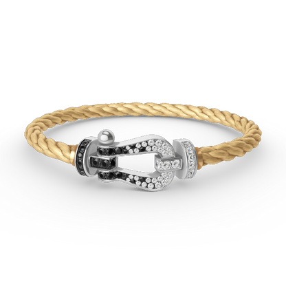 [ELAN LUXE]FORCE LARGE HORSESHOE BLACK WHITE DIAMOND BRACELET SILVER