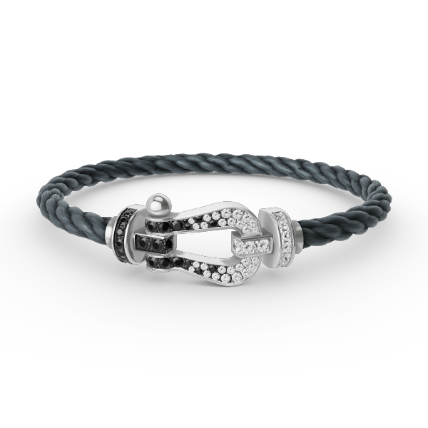 [ELAN LUXE]FORCE LARGE HORSESHOE BLACK WHITE DIAMOND BRACELET SILVER