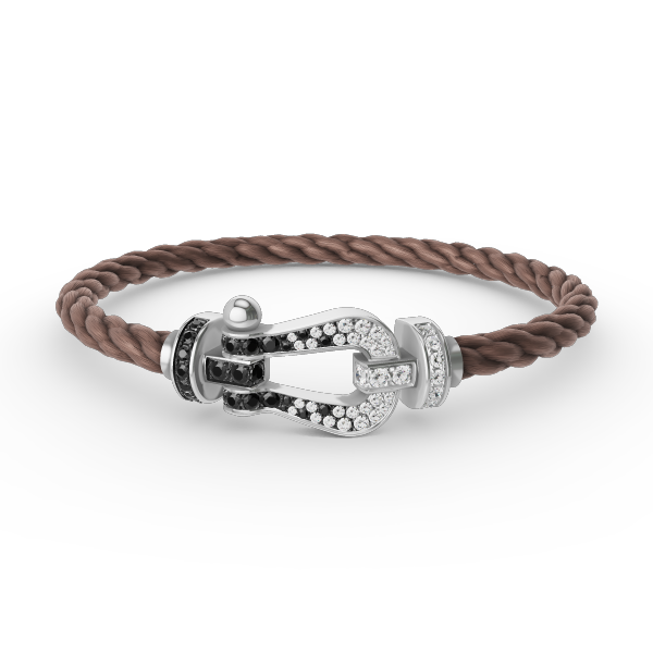 [ELAN LUXE]FORCE LARGE HORSESHOE BLACK WHITE DIAMOND BRACELET SILVER