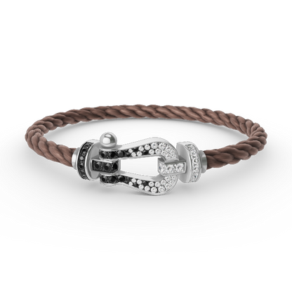 [ELAN LUXE]FORCE LARGE HORSESHOE BLACK WHITE DIAMOND BRACELET SILVER