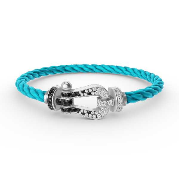 [ELAN LUXE]FORCE LARGE HORSESHOE BLACK WHITE DIAMOND BRACELET SILVER