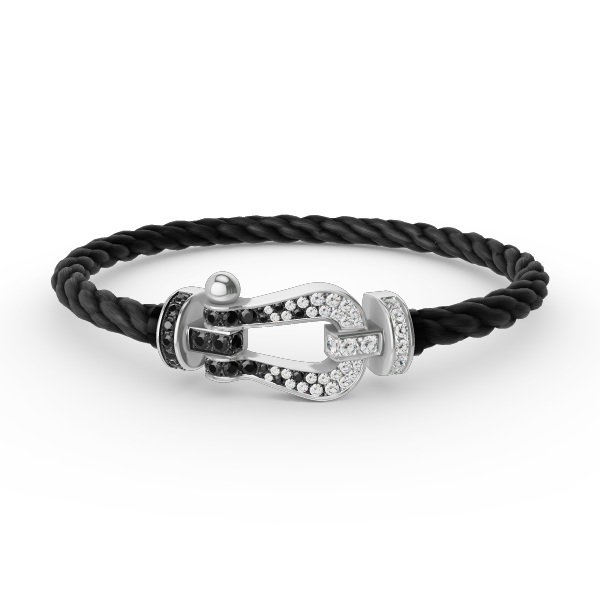 [ELAN LUXE]FORCE LARGE HORSESHOE BLACK WHITE DIAMOND BRACELET SILVER