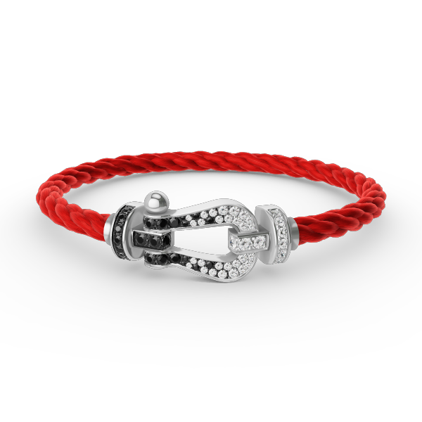 [ELAN LUXE]FORCE LARGE HORSESHOE BLACK WHITE DIAMOND BRACELET SILVER