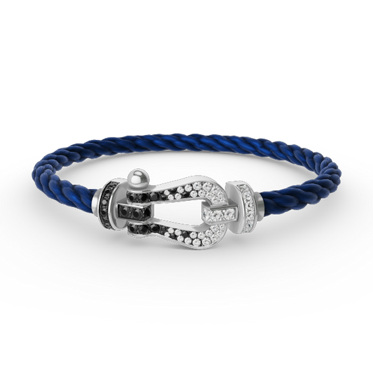 [ELAN LUXE]FORCE LARGE HORSESHOE BLACK WHITE DIAMOND BRACELET SILVER