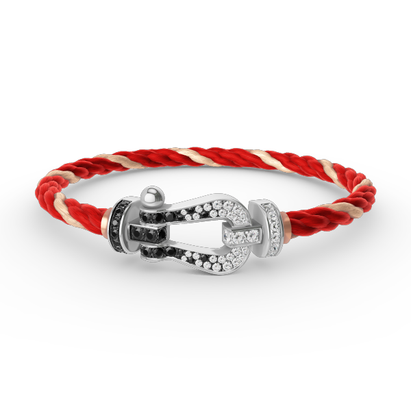 [ELAN LUXE]FORCE LARGE HORSESHOE BLACK WHITE DIAMOND BRACELET SILVER