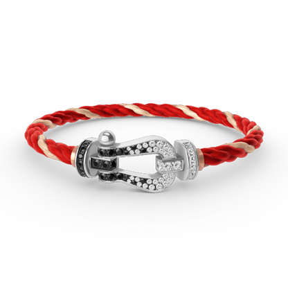 [ELAN LUXE]FORCE LARGE HORSESHOE BLACK WHITE DIAMOND BRACELET SILVER
