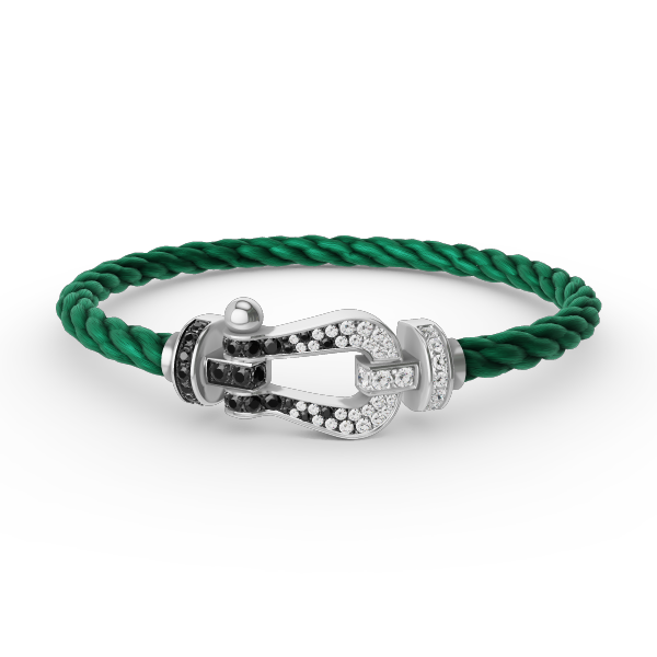 [ELAN LUXE]FORCE LARGE HORSESHOE BLACK WHITE DIAMOND BRACELET SILVER