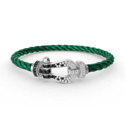 [ELAN LUXE]FORCE LARGE HORSESHOE BLACK WHITE DIAMOND BRACELET SILVER