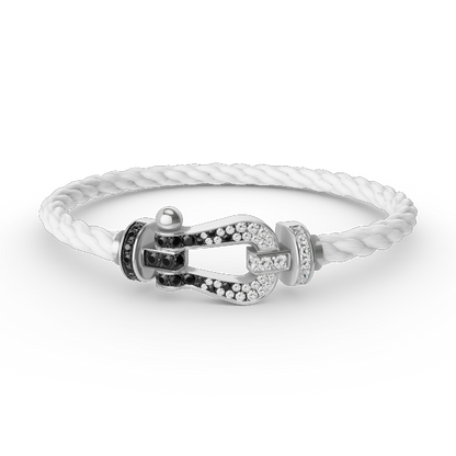 [ELAN LUXE]FORCE LARGE HORSESHOE BLACK WHITE DIAMOND BRACELET SILVER