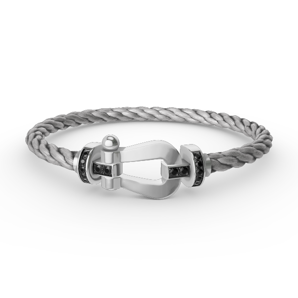 [ELAN LUXE]FORCE LARGE HORSESHOE BLACK DIAMOND BRACELET SILVER