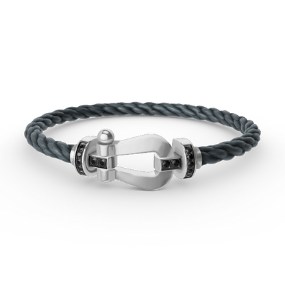 [ELAN LUXE]FORCE LARGE HORSESHOE BLACK DIAMOND BRACELET SILVER