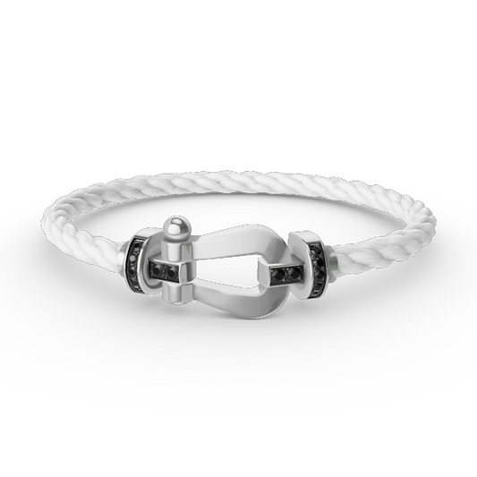 [ELAN LUXE]FORCE LARGE HORSESHOE BLACK DIAMOND BRACELET SILVER