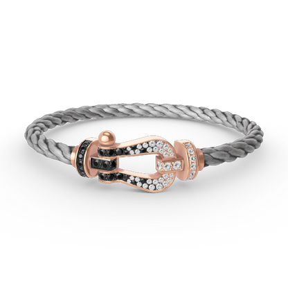 [ELAN LUXE]FORCE LARGE HORSESHOE BLACK WHITE DIAMOND BRACELET ROSE GOLD