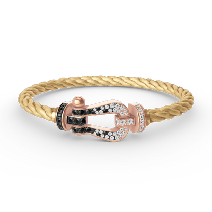 [ELAN LUXE]FORCE LARGE HORSESHOE BLACK WHITE DIAMOND BRACELET ROSE GOLD