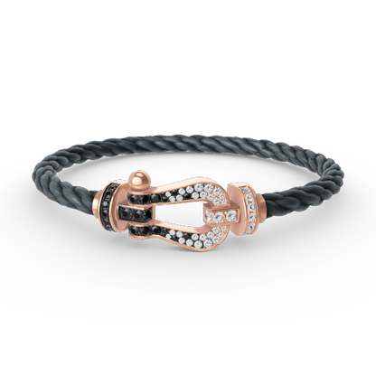 [ELAN LUXE]FORCE LARGE HORSESHOE BLACK WHITE DIAMOND BRACELET ROSE GOLD
