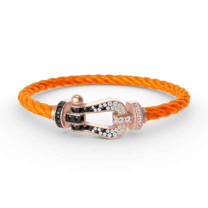 [ELAN LUXE]FORCE LARGE HORSESHOE BLACK WHITE DIAMOND BRACELET ROSE GOLD