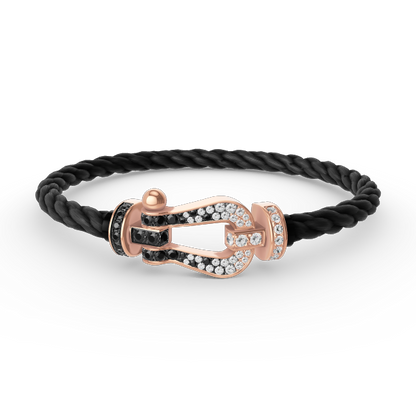[ELAN LUXE]FORCE LARGE HORSESHOE BLACK WHITE DIAMOND BRACELET ROSE GOLD