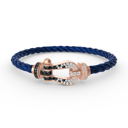 [ELAN LUXE]FORCE LARGE HORSESHOE BLACK WHITE DIAMOND BRACELET ROSE GOLD