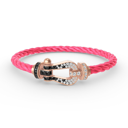 [ELAN LUXE]FORCE LARGE HORSESHOE BLACK WHITE DIAMOND BRACELET ROSE GOLD
