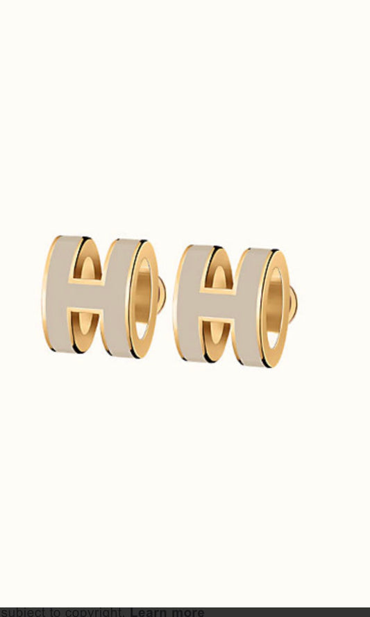 [ELAN LUXE]MINI POP H GOLD EARRINGS GREY