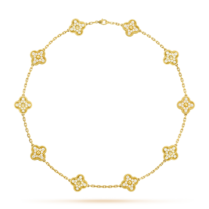 [ELAN LUXE]CLOVER 10 MOTIFS DIAMOND NECKLACE