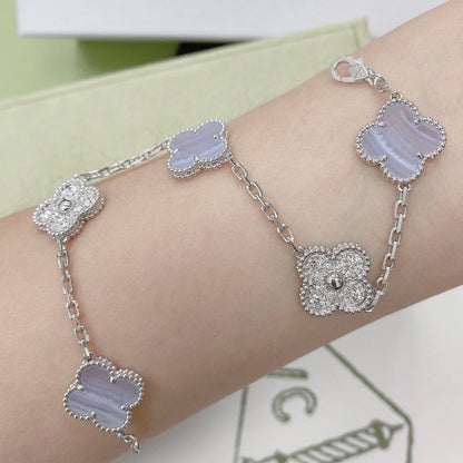 [ELAN LUXE] CLOVER 5 MOTIF PURPLE CHALCEDONY BRACELET COLLECTION