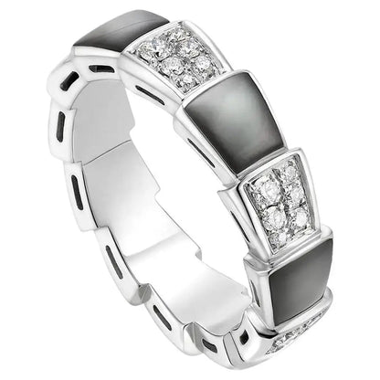 [ELAN LUXE]SERPENTI RING SILVER DIAMOND BLACK MOP 4MM
