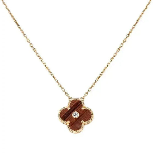[ELAN LUXE]CLOVER 15MM DIAMOND AND YELLOW TIGER'S EYE AGATE necklace