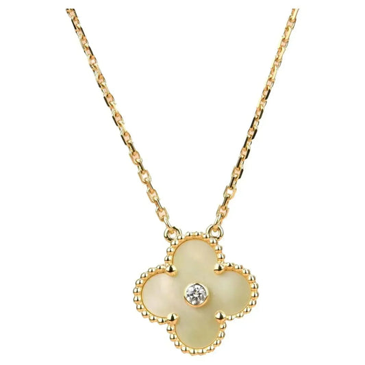 [ELAN LUXE]CLOVER 15MM DIAMOND GOLD MOTHER OF PEARL NECKLACE
