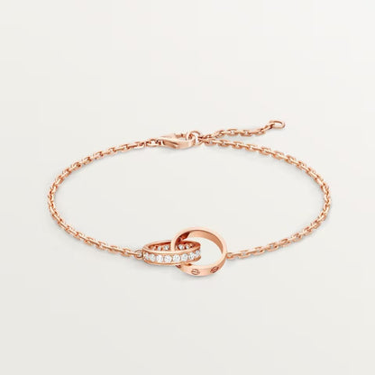 [ELAN LUXE]LOVE DOUBLE RING HALF DIAMOND BRACELET