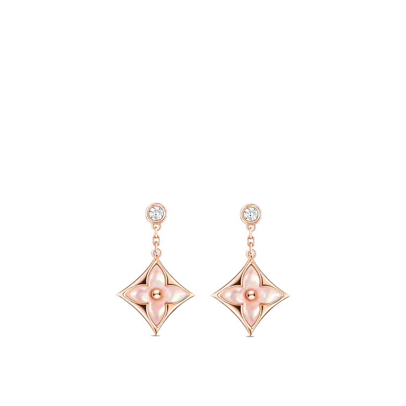 [ELAN LUXE]DOUBLE STAR PINK GOLD MOP DROP EARRINGS