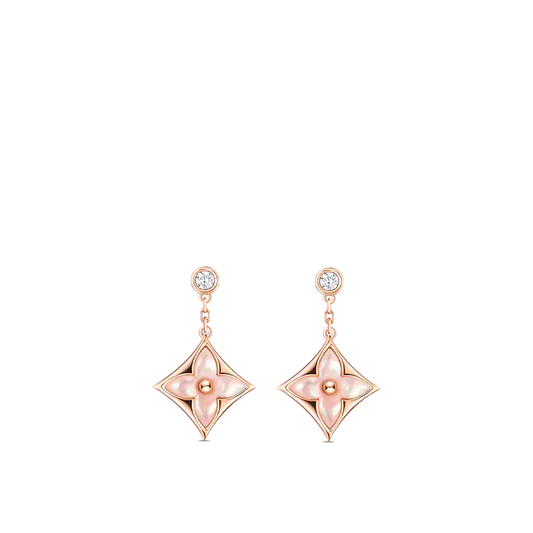 [ELAN LUXE]DOUBLE STAR PINK GOLD MOP DROP EARRINGS
