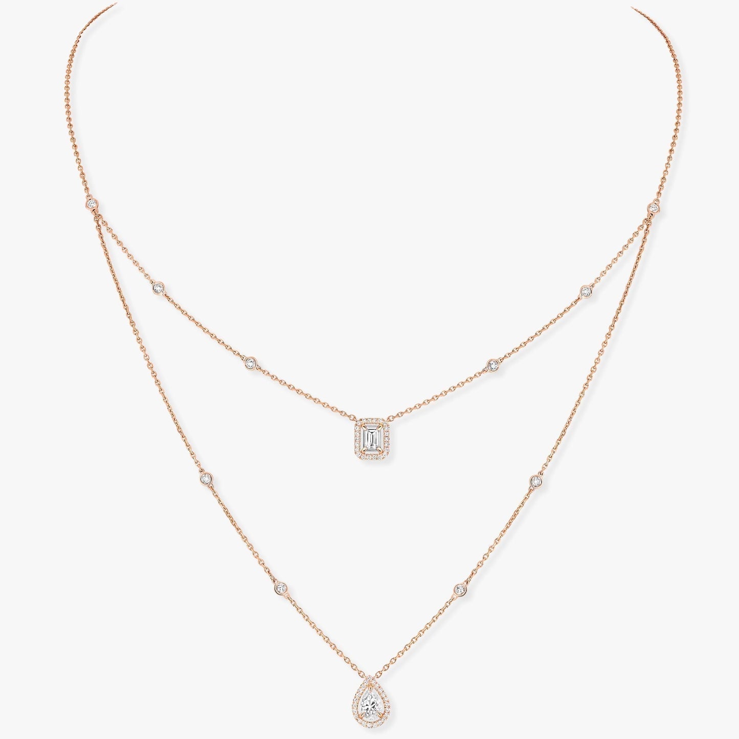 [ELAN LUXE]MY TWIN 2 ROW DIAMOND NECKLACE