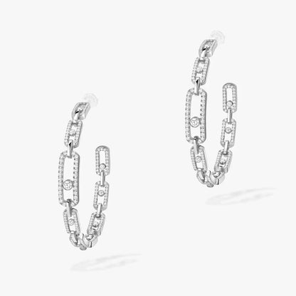 [[ELAN LUXE]Move Link Diamond Hoop Earrings