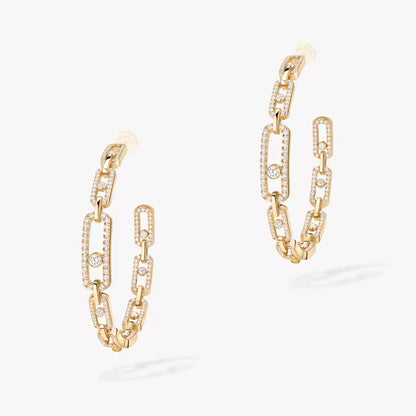 [[ELAN LUXE]Move Link Diamond Hoop Earrings