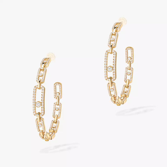 [[ELAN LUXE]Move Link Diamond Hoop Earrings