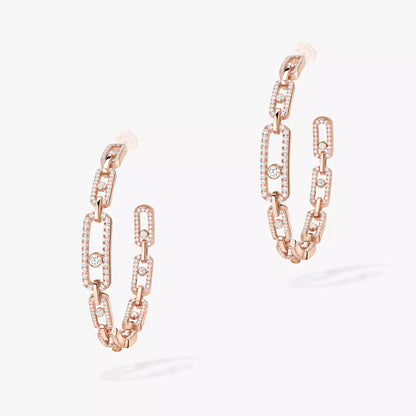 [[ELAN LUXE]Move Link Diamond Hoop Earrings